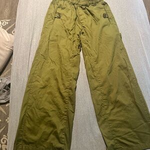 Olive Green Wide-Leg Pants